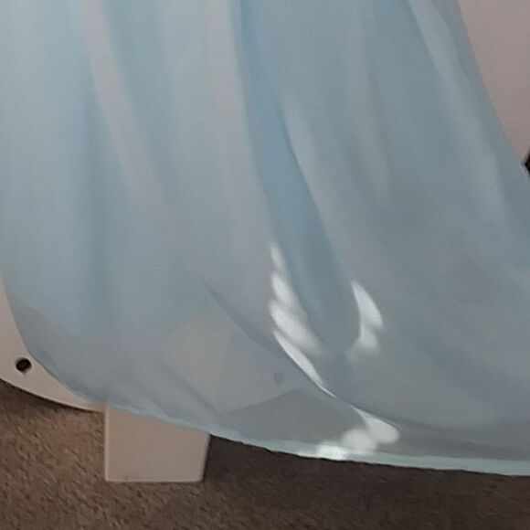 Nightie 50s Style Chiffon Sheer Baby Blue with Lining Spaghetti Straps size XL - Picture 4 of 9